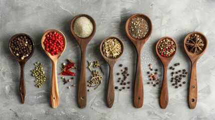 Poster - Spices in wooden spoons