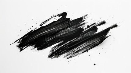 Poster - An artwork portraying energetic black brushstrokes complemented by scattered ink splatters on a white backdrop, showcasing a raw and intense visual experience.