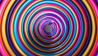 Canvas Print - 3d render of an abstract background with colorful lines and shapes creating the illusion that they form spiral or tunnel effect the design is symmetrical and creates visual depth