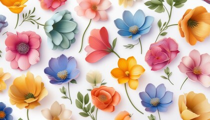 Wall Mural - vetor seamless floral spring summer colorful pattern on a white background