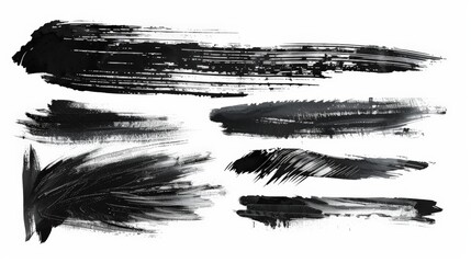 Aufkleber - This artistic image features elongated and dynamic black brush lines on a white background, illustrating a modern abstract style with emphasis on movement and simplicity.