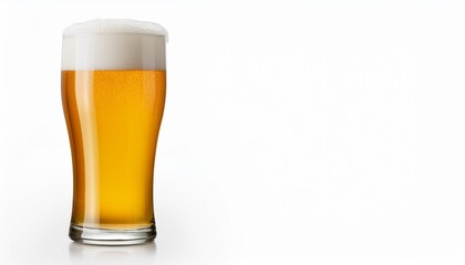 Poster - pint glass of light beer pilsner lager isolated on white background for use alone or as a design element