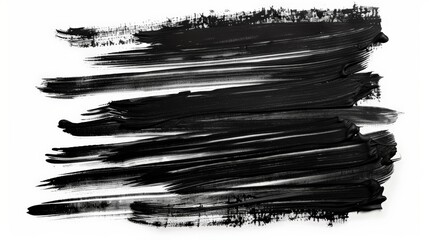 Fototapete - This image contains horizontal black brushstrokes of varied thicknesses across a white canvas, demonstrating artistic texture, contrast, and clean lines.