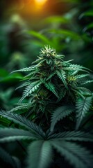 Detailed shot of a lush cannabis flower in natural light.