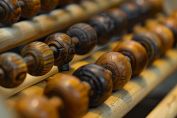 Poster - wooden abacus depicting calculating, learning, and business finance