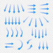 © vectorplus - Air flow. Set of blue arrows showing direction of air movement. Wind direction arrows. Blue cold fresh stream from the conditioner. Vector illustration isolated on transparent background