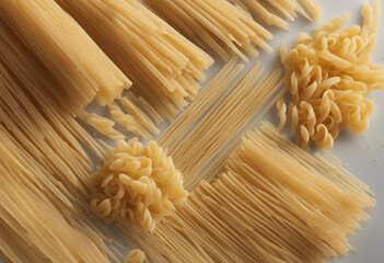 Different types of raw pasta spaghetti isolated on transparent background