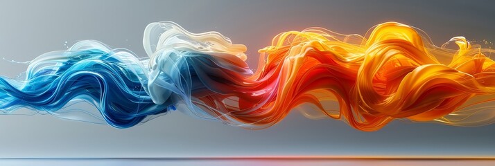 Aufkleber - Dynamic abstract artwork with colorful waves against a dark background, highlighting vibrant hues and fluid motion in a modern visual style, Generative AI