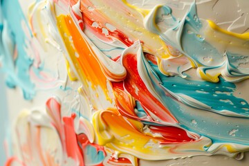 Poster - Wet oil paint in a swirling abstract pattern with bright colors