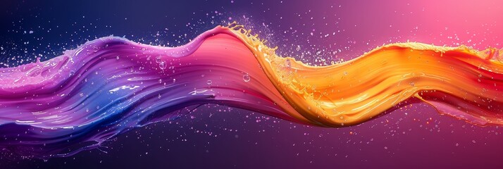 Aufkleber - Dynamic abstract artwork with colorful waves against a dark background, highlighting vibrant hues and fluid motion in a modern visual style, Generative AI