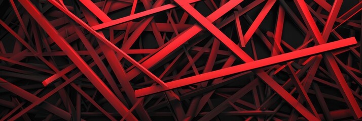 Poster - Striking Abstract Red Stripes Set Against a Deep Black Background for Maximum Contrast