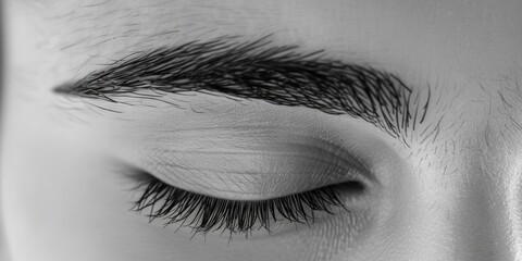 Poster - Close-up shot of a woman's eye with long eyelashes, suitable for beauty or cosmetics advertising