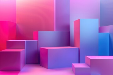 Poster - A collection of brightly colored cubes stacked and arranged in a room