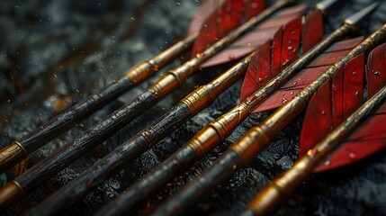 Canvas Print - Red arrows sitting on top of a fire