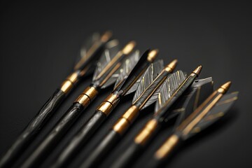 Poster - A group of arrows sitting on a table surface, possibly for display or storage
