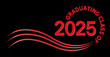 © Christine - A graduation announcement for the class of 2025 featuring a black background with bold red text and wave design elements. Ideal for graduation ceremonies, celebrations, and invitations