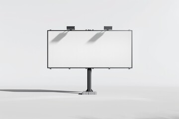 Leinwandbilder - This image depicts a simple, blank billboard with a sturdy central pole and shadows cast on a smooth surface, ideal for marketing messages or graphical content.