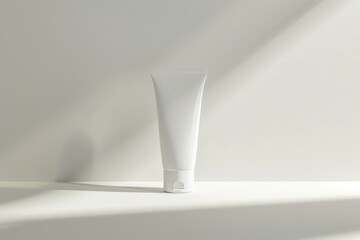 Aufkleber - A minimalist white tube is standing on a light surface, casting a soft shadow. The clean lines and simple design provide a modern and elegant look.