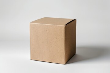 Poster - A small brown cardboard box resting on a white minimalist surface, highlighting simplicity, functionality, and the plain design ideal for storage and shipping needs.