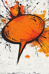 Poster - Illustration of a speech bubble with colorful splatters, suitable for use in articles, social media posts, or presentations about creativity and self-expression