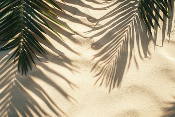 Poster - A palm leaf cast a shadow on the wall
