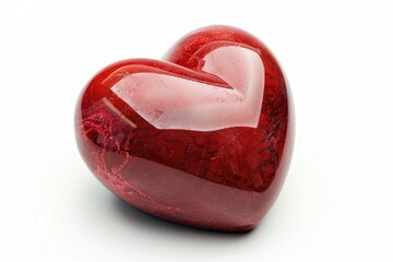 Poster - A red heart shaped object sitting on a white surface