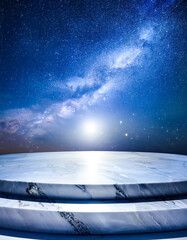 Wall Mural - marble platform with starry night sky