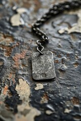 Poster - A wooden plank with a metal tag attached, great for outdoor or rustic themed uses