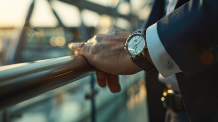 Poster - A person's hand with a watch on it, focused on the details