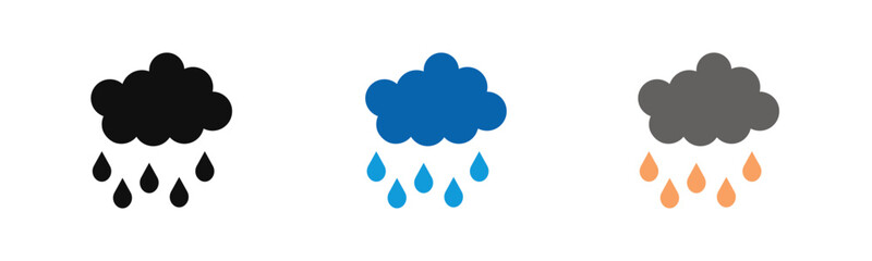 Rain icon outline collection or set  in black and white