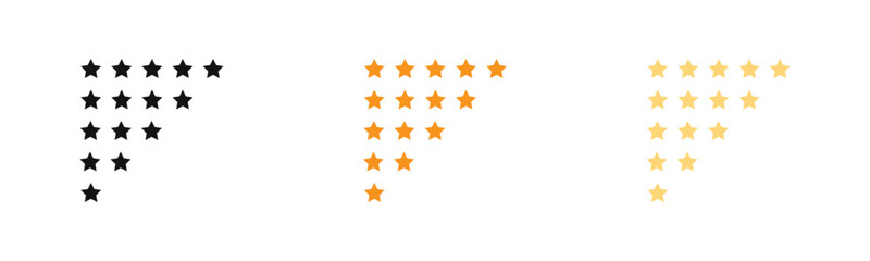 Rating star icon outline collection or set  in black and white