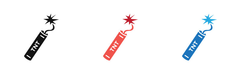 TNT dynamite icon outline collection or set  in black and white