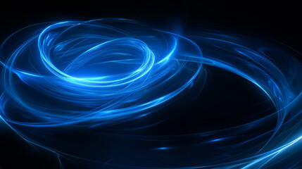 Wall Mural - abstract digital technology concept background with glowing blue neon smoke ring.