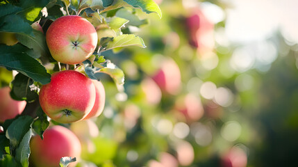 Sticker - Close-up of Apples Growing on a Tree Branch