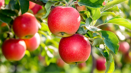 Canvas Print - Ripe Red Apples Hanging from a Branch