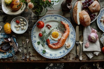 Poster - A table set with dinner plates, glasses, and silverware