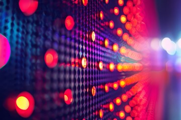 Poster - The panel displays a dynamic light pattern with bright LEDs, set against a blurred background