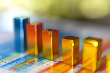 Poster - Colorful bar graph is showing growing statistics on a business report