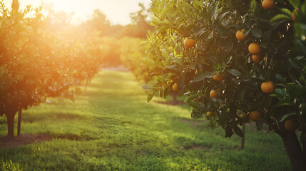 Sticker - Sunlit Orange Grove at Sunset