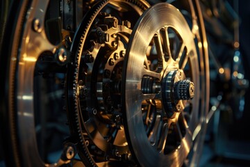 Poster - A detailed view of clock mechanisms and gears