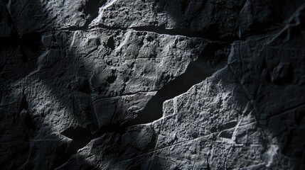 Poster - A black and white image of a rugged rock face with texture and natural features