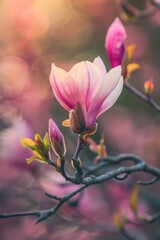 Poster - A close-up view of a flower growing on a tree branch