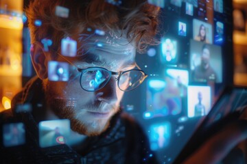 Aufkleber - A person studying their mobile device