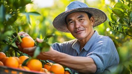 Poster - Orange Orchard Farmer