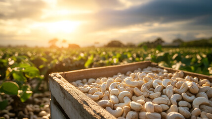 Poster - Cashew Nuts Harvest in the Golden Hour