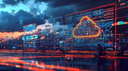 Wall Mural - Cloud Computing Concept Illustration