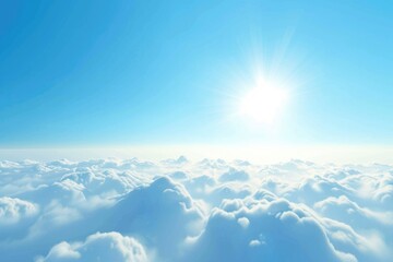 Aufkleber - Clear blue sky with white clouds and sunlight
