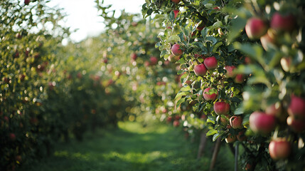 Canvas Print - Lush Apple Orchard at Sunset