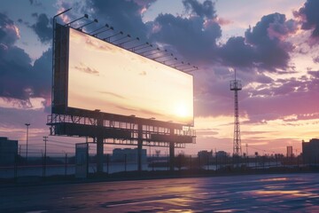 Aufkleber - A large billboard sits on the side of a road, featuring bold graphics and messaging