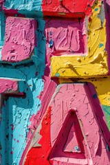 Wall Mural - Close-up of painted letters on a building side, often used in urban or cityscapes